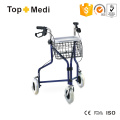 TopMedi Medical Equipment Rollator de alumínio de três rodas com carros de compras